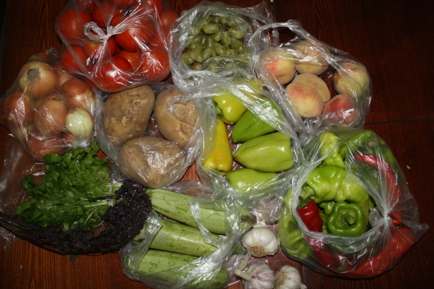 summer produce from the central bazaar in Karakol Kyrgyzstan